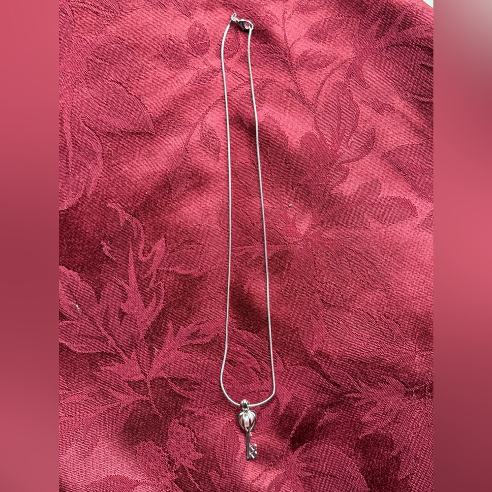 Pearl Cage Key To My Heart Drop Pendant Necklace - Silver